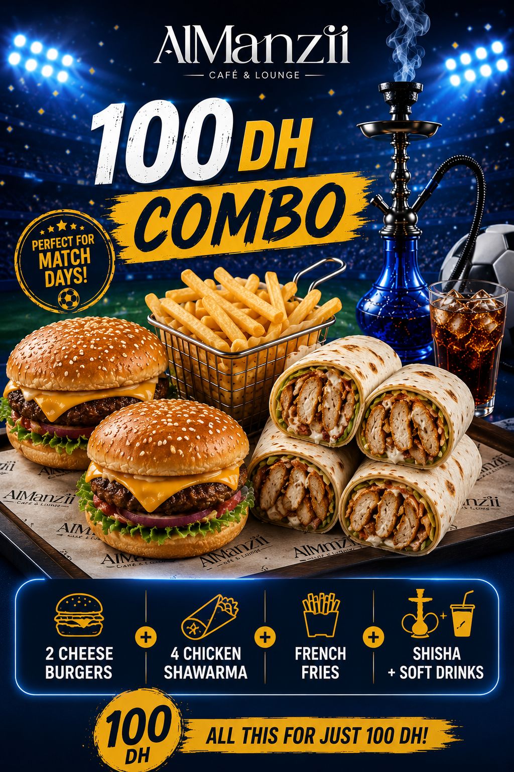 Match Day Combo — 100 DH at Al Manzil Café & Lounge